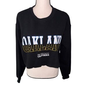 Missguided Oakland California Cropped Black Sweatshirt Size Medium